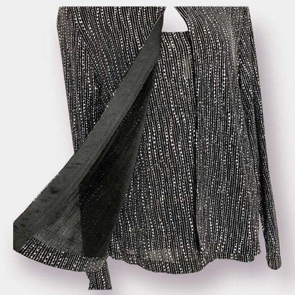 Elegant Evening Tank Cardigan 2 piece Set Black Silver Size L Connected Apparel - Picture 4 of 9